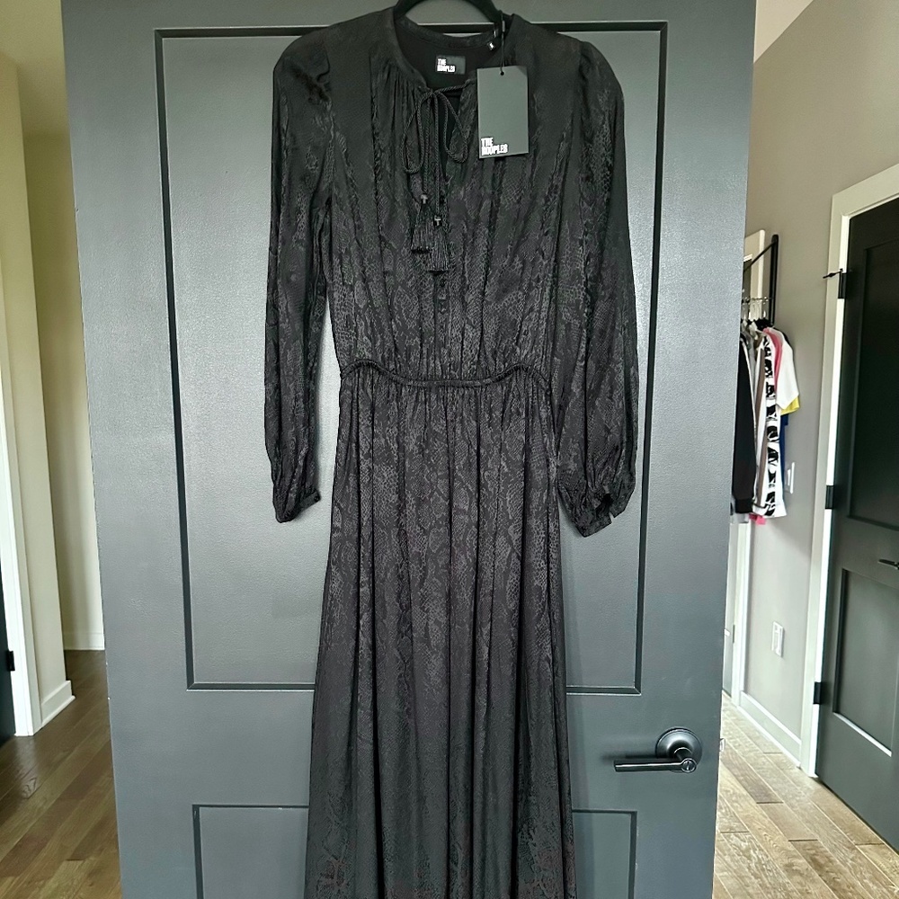 🖤🐍 NWT The Kooples Silk-Blend Snakeskin Jacquard Maxi Dress | $445 Retail - Picture 7 of 12